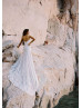 Strapless Ivory Lace Open Back Wedding Dress